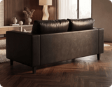 Nova Black Leather 3 Seater Sofa