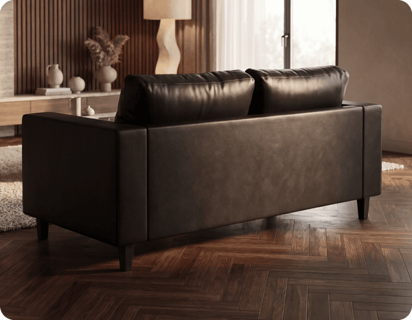 Nova Black Leather 3 Seater Sofa