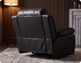 York Black Leather Manual Recliner Armchair