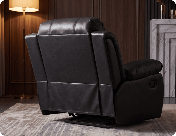 York Black Leather Manual Recliner Armchair