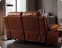 York Tan Leather 2 Seater Manual Recliner Sofa