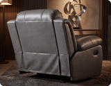 York Grey Leather Manual Recliner Armchair