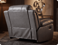 York Grey Leather Manual Recliner Armchair