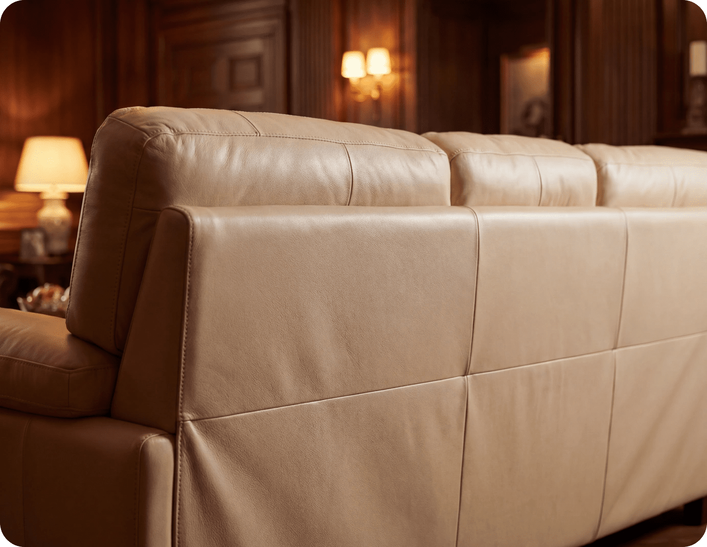 Dalmore Genuine Leather Cream 3 Seater Sofa