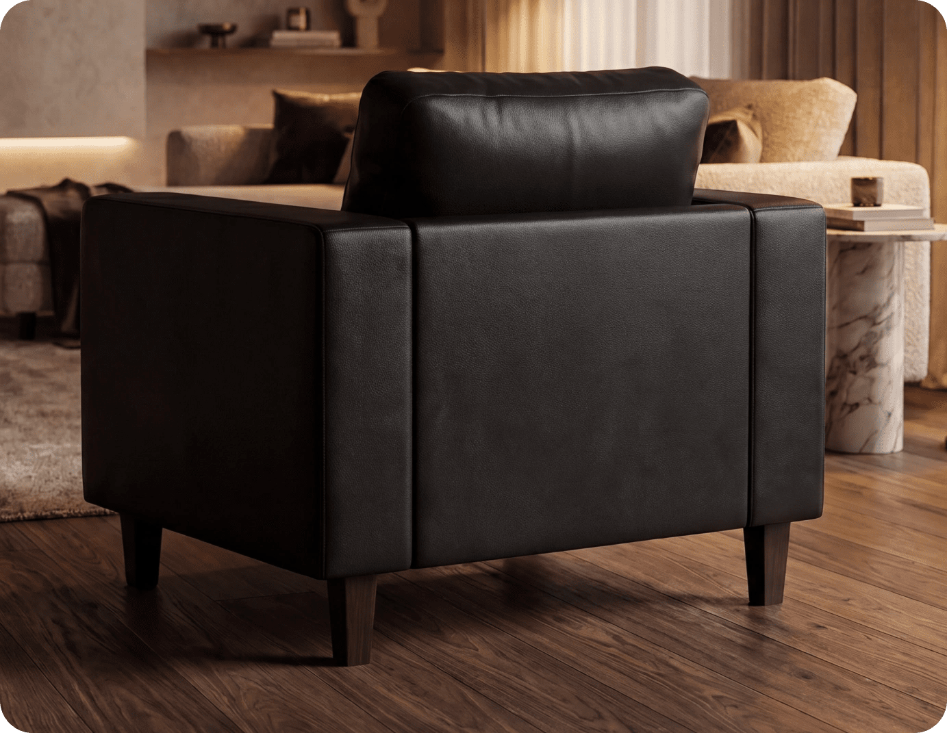 Nova Black  Leather Armchair