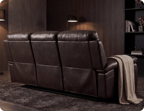 Serano Brown Leather Manual Recliner 3 Seater Sofa