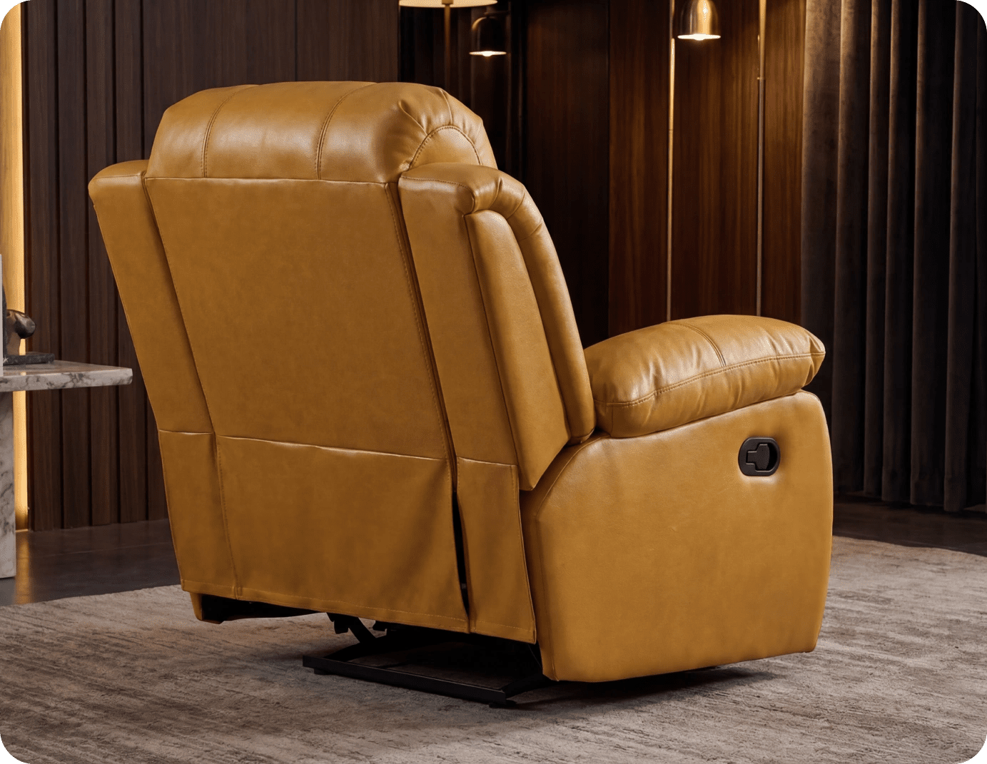 York Leather Mustard Manual Recliner Armchair