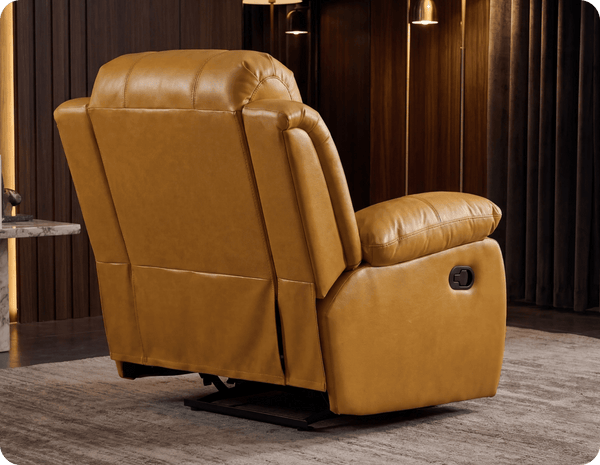 York Leather Mustard Manual Recliner Armchair