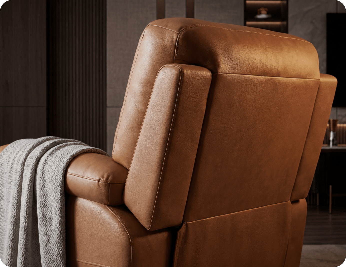 Torino Genuine Leather Caramel Electric Power Recliner Armchair