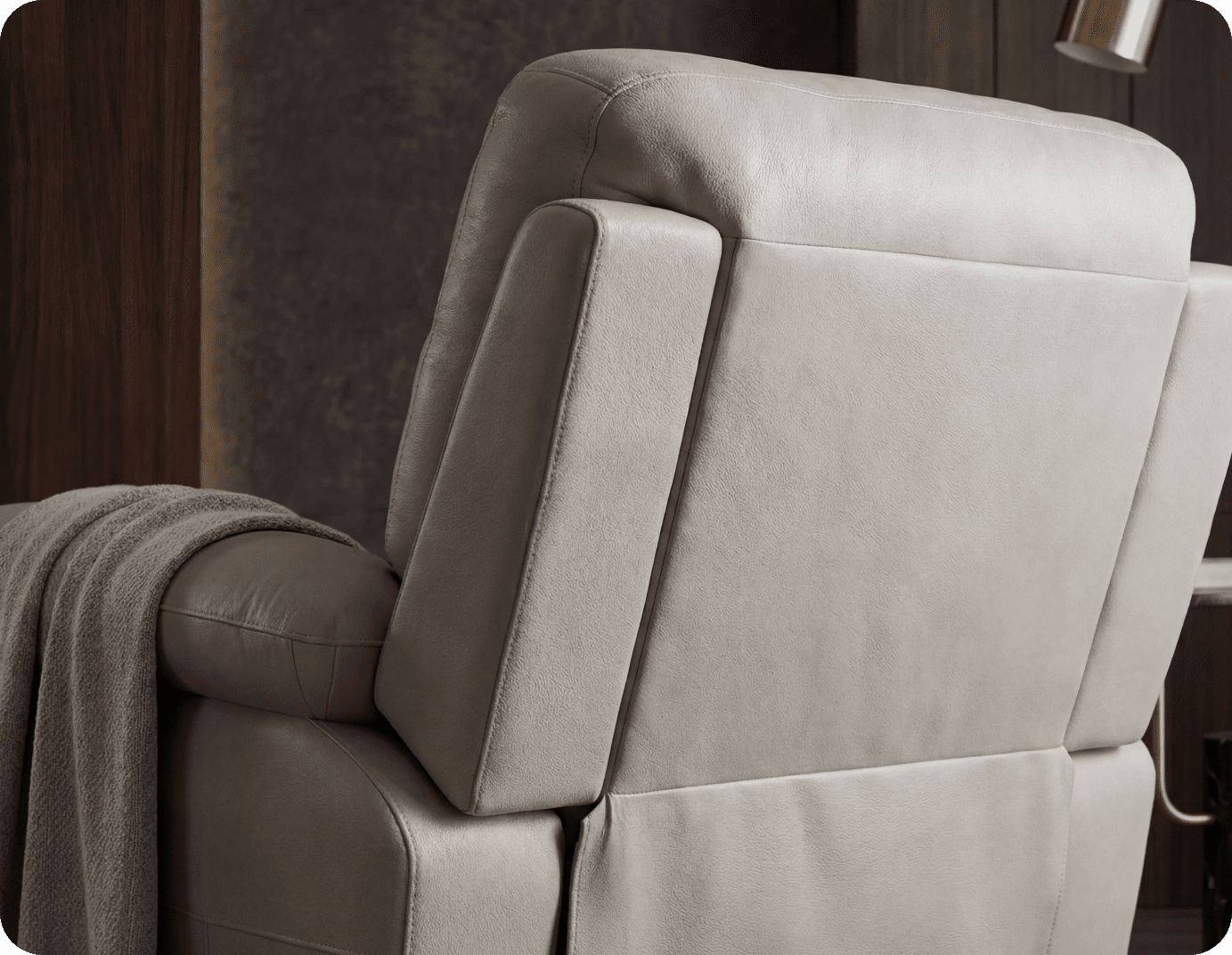 Torino Genuine Leather Light Grey Electric Power Recliner Armchair