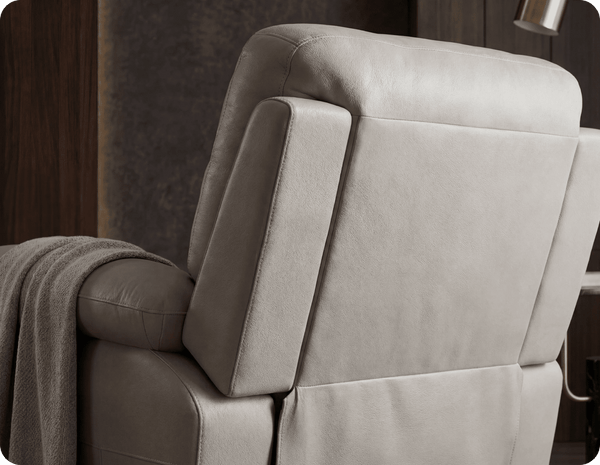 Torino Genuine Leather Light Grey Electric Power Recliner Armchair
