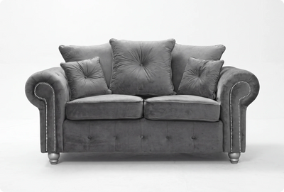 Haven Grey Fabric Velvet 2 Seater Sofa