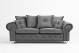 Haven Grey Fabric Velvet 3 Seater Sofa