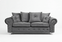 Haven Grey Fabric Velvet 3 Seater Sofa