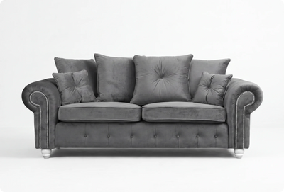 Haven Grey Fabric Velvet 3 Seater Sofa