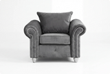Haven Grey Fabric Velvet Armchair