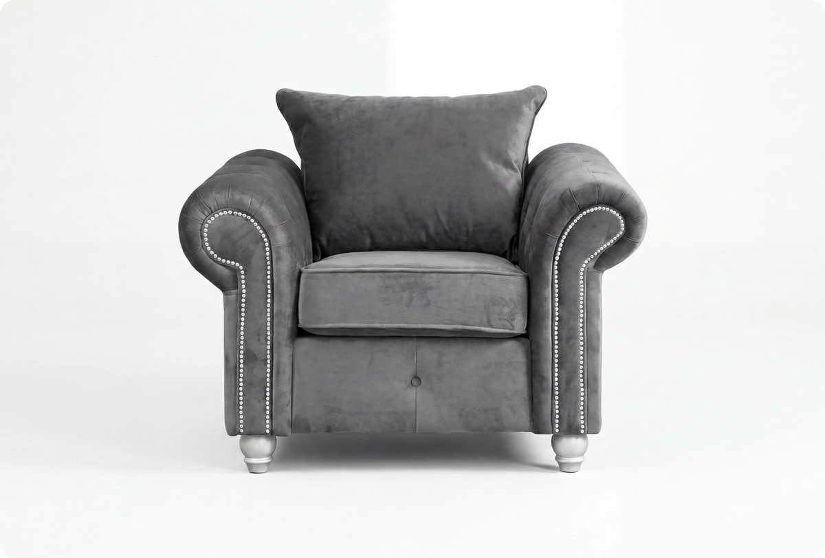Haven Grey Fabric Velvet Armchair