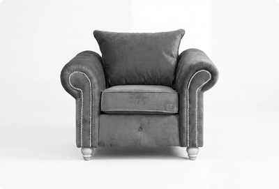 Haven Grey Fabric Velvet Armchair