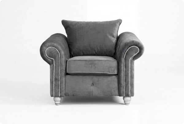Haven Grey Fabric Velvet Armchair
