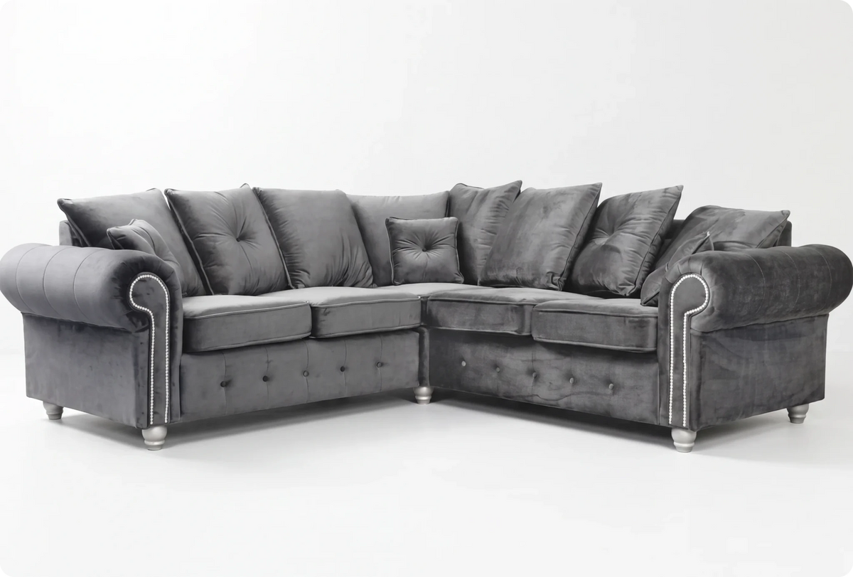 Haven Grey Fabric Velvet Corner Sofa