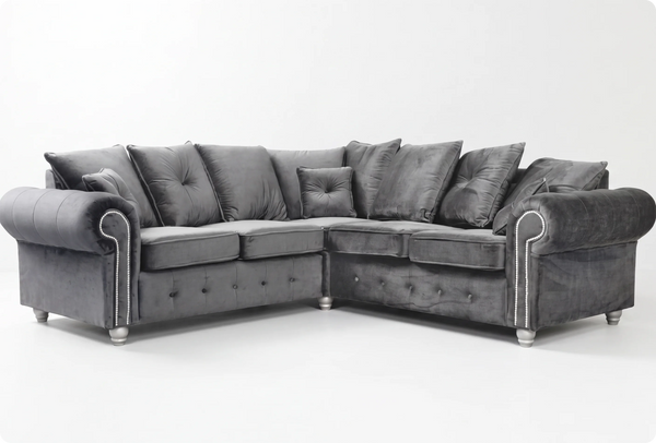 Haven Grey Fabric Velvet Corner Sofa