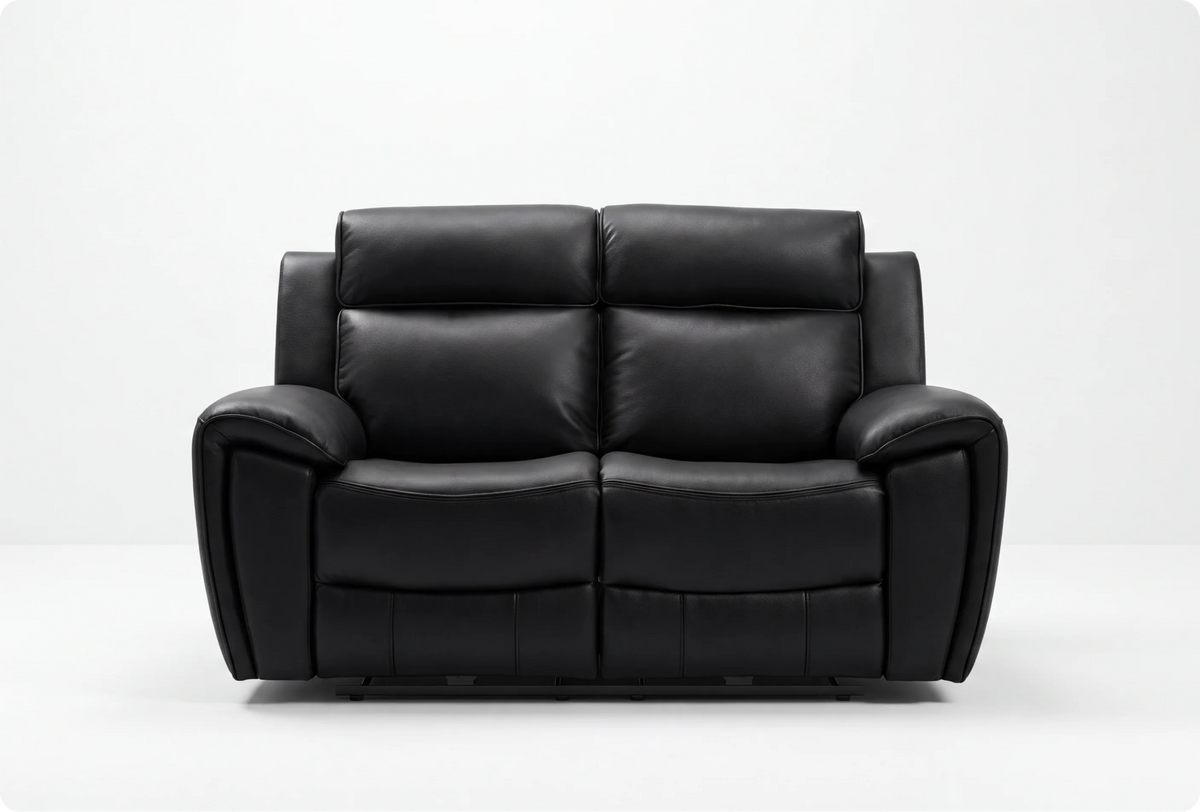 Leo Genuine Leather Black Electric Power Recliner