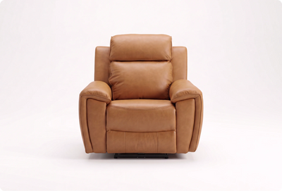 Leo Genuine Leather Caramel Armchair with Electric Power Recliner