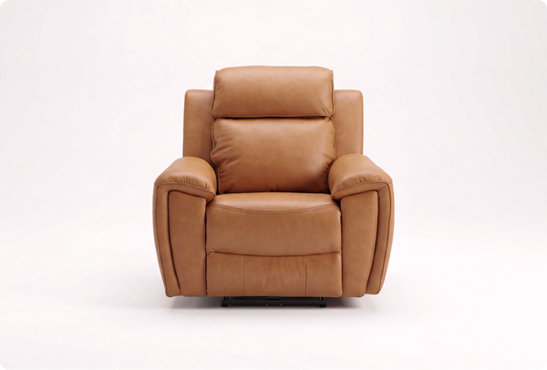 Leo Genuine Leather Caramel Armchair with Electric