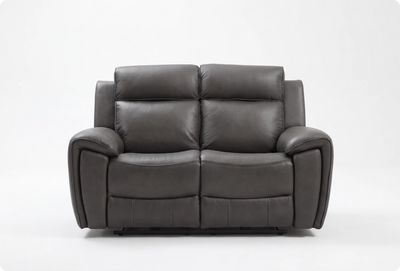 Leo Genuine Leather Grey Electric Power Recliner 2 Seater Sofa
