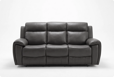 Leo Genuine Leather Grey Electric Power Recliner 3 Seater Sofa