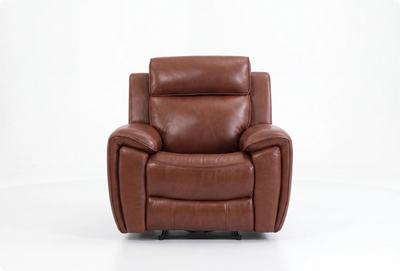 Leo Tan Genuine Leather Armchair with Electric Power Recliner
