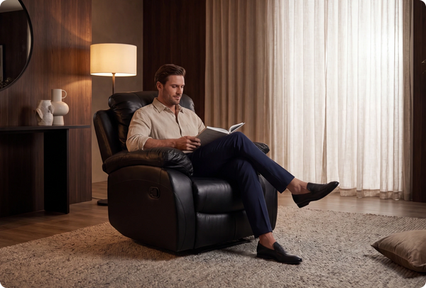 Serano Black Leather Manual Recliner Armchair