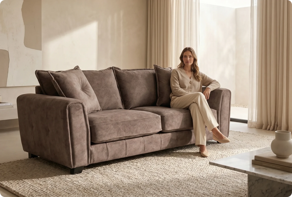 Richmond 3 Seater Chocolate Fabric Sofa