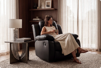 York Black Leather Manual Recliner Armchair