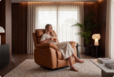 Torino Genuine Leather Caramel Electric Power Recliner Armchair