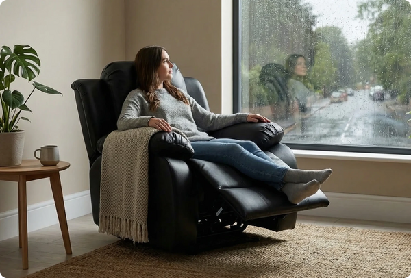 York Black Leather Electric Recliner Armchair - Sofa-Direct