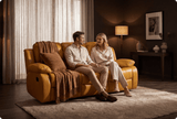 York Mustard Leather Manual Recliner 3 Seater Sofa