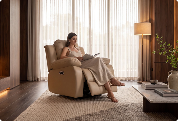 York Cream Leather Electric Recliner Chair