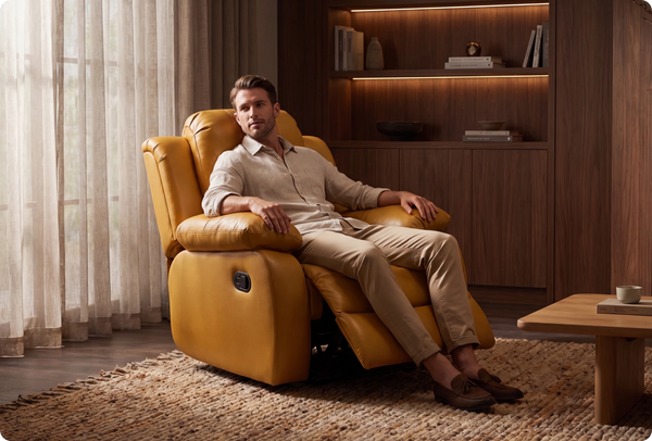 York Leather Mustard Manual Recliner Armchair
