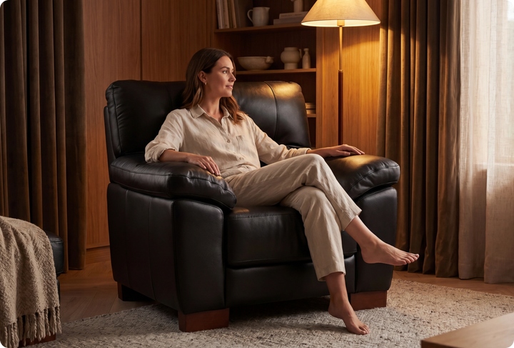 Dalmore Genuine Leather Black Armchair