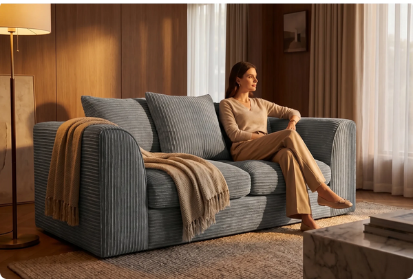 Oxford Grey Fabric 2 Seater Sofa