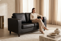 Nova Black Leather 2 Seater Sofa