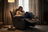 York Grey Leather Manual Recliner Armchair