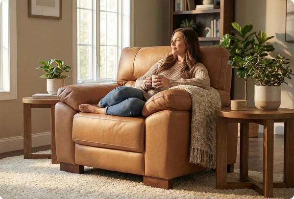 Dalmore Genuine Leather Caramel Armchair