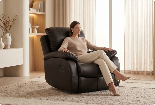 Serano Brown Leather Manual Recliner Armchair