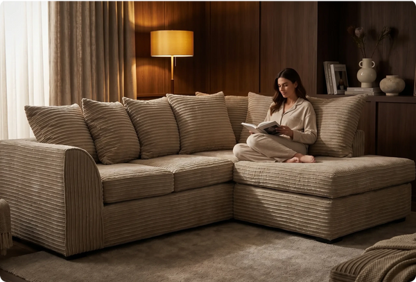 Oxford Caramel  Fabric RHC Corner Sofa