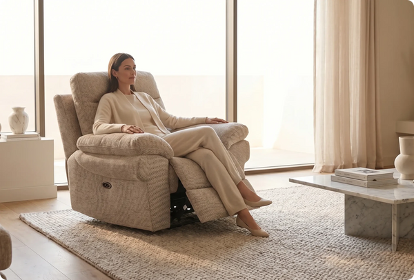 Lunaro Beige Fabric Electric Recliner Armchair