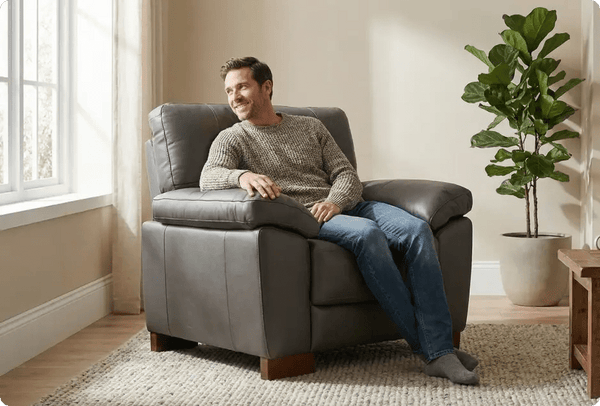 Dalmore Genuine Leather Grey Armchair