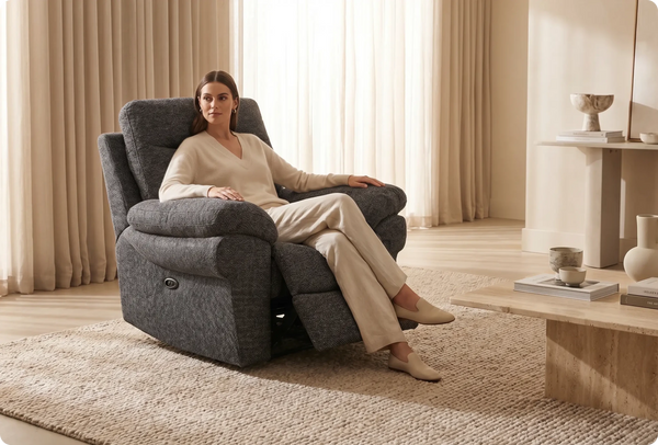Lunaro Grey Fabric Electric Recliner Armchair