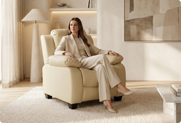 Veloura Cream Leather Armchair